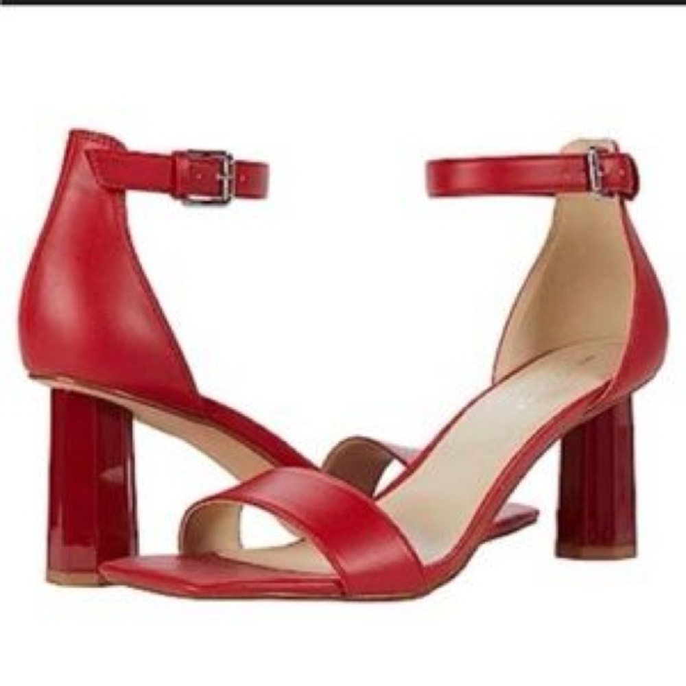 MARC FISHER Korita Square Toe Heeled Sandal In Crimson Red - Picture 2 of 11